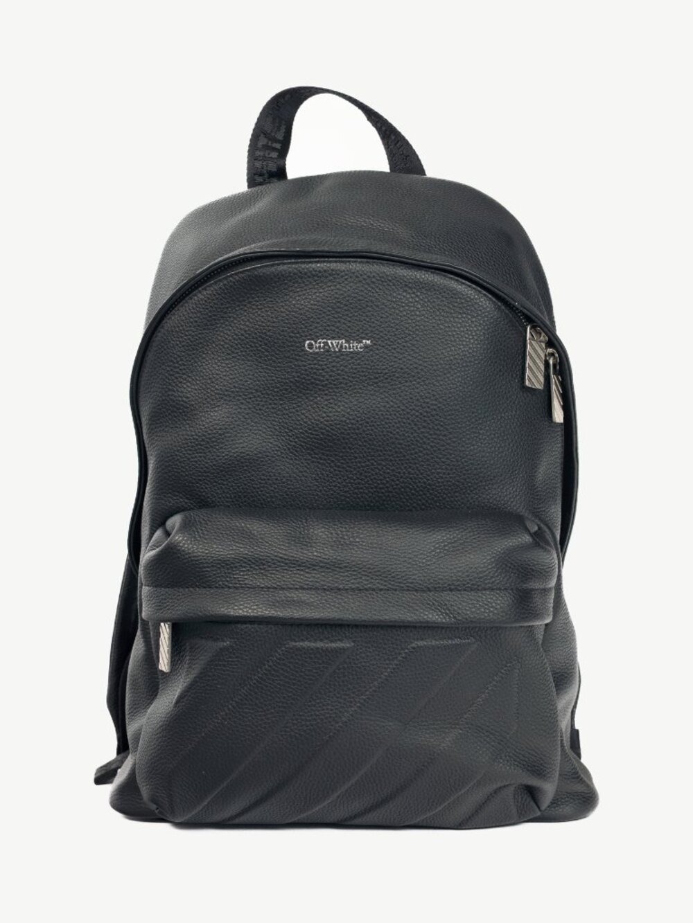 Off-White Black Pebbled-Leather Classic Dome Backpack
